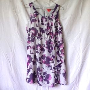 Elle White, Pink, & Purple Floral Sleeveless Dress